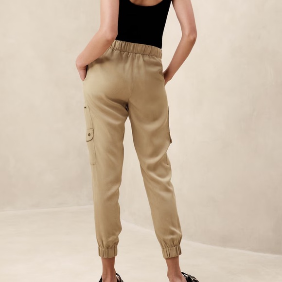 Banana Republic Tencel Cargo Jogger In Iced Latte Sz lg - Picture 2 of 12